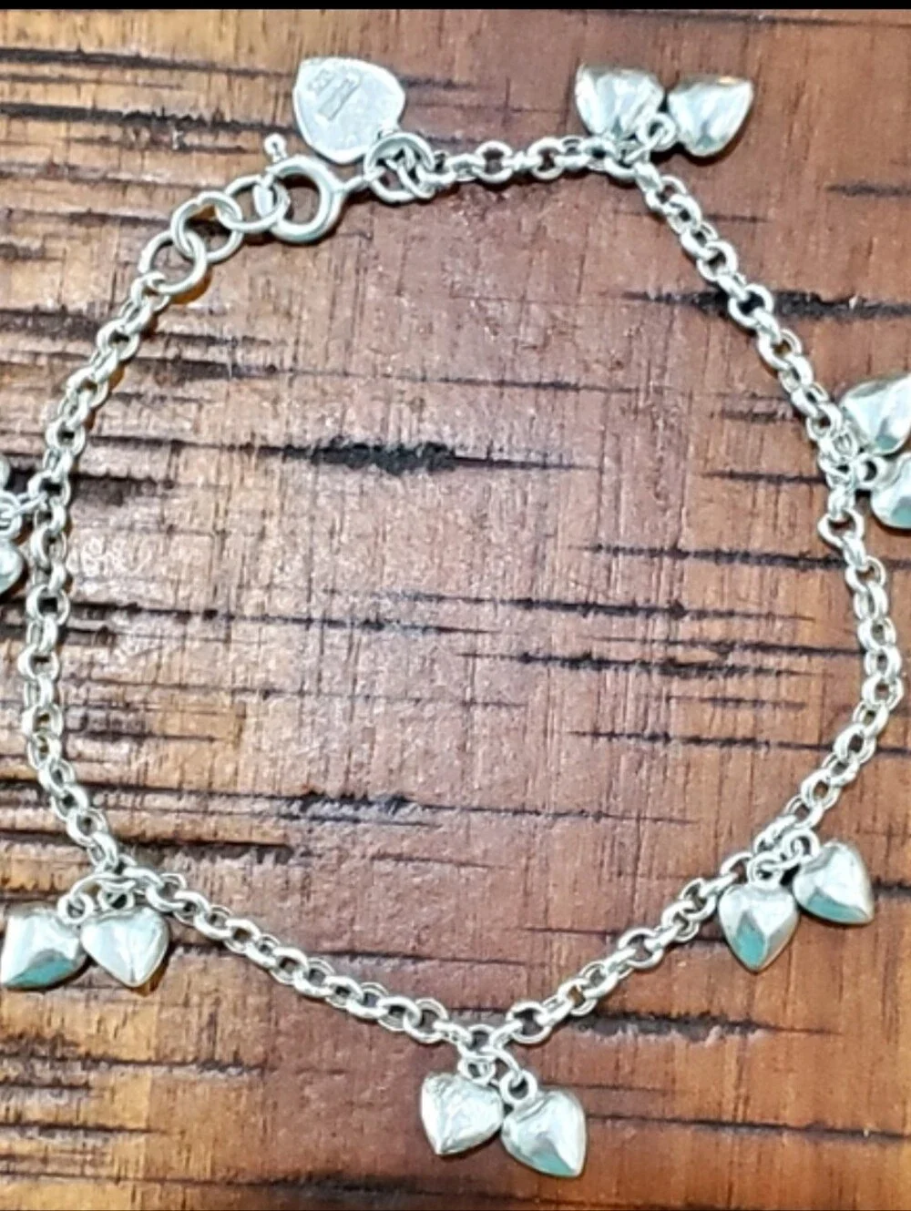 925 Sterling Silver Heart Charms Bracelet